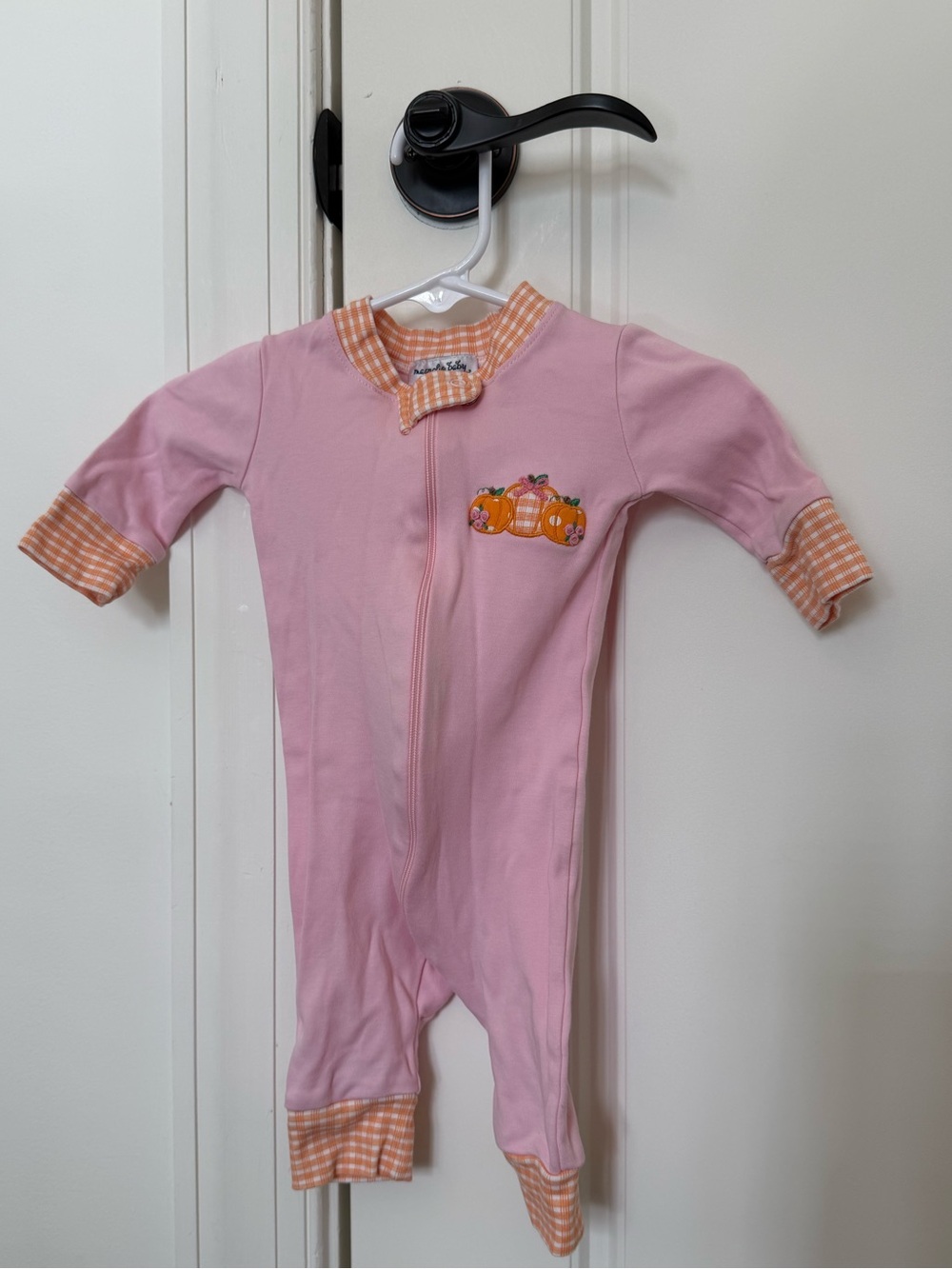 Magnolia Baby Zippered Pumpkin Onesie - 6m